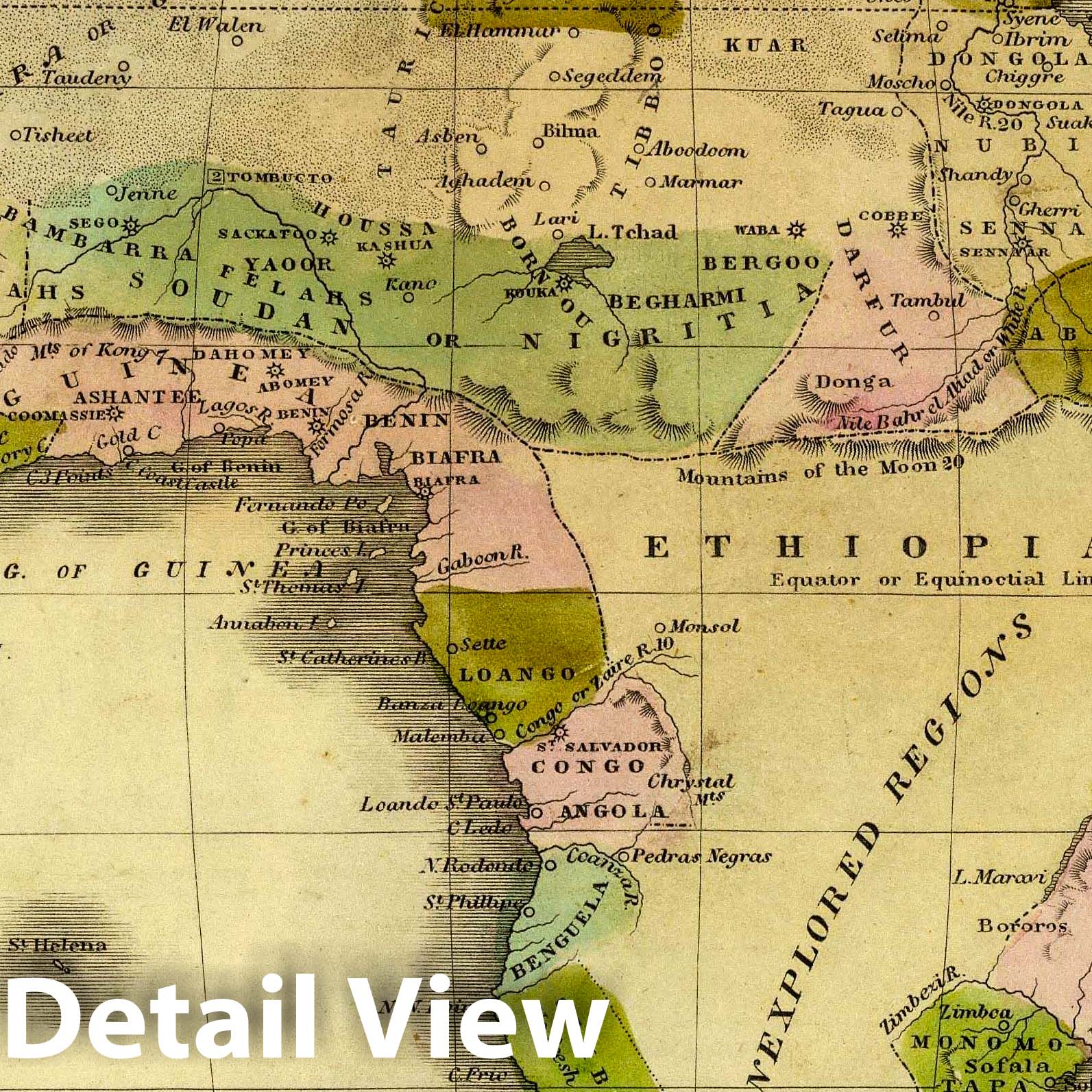 Africa - River Map, 1829 - Historical Map Print