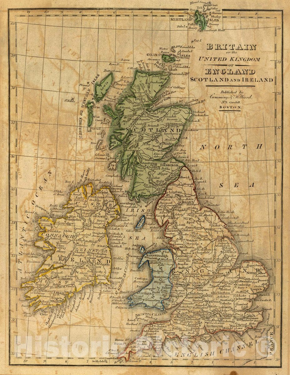 England, Scotland, and Ireland, 1821 - Historical Map Print