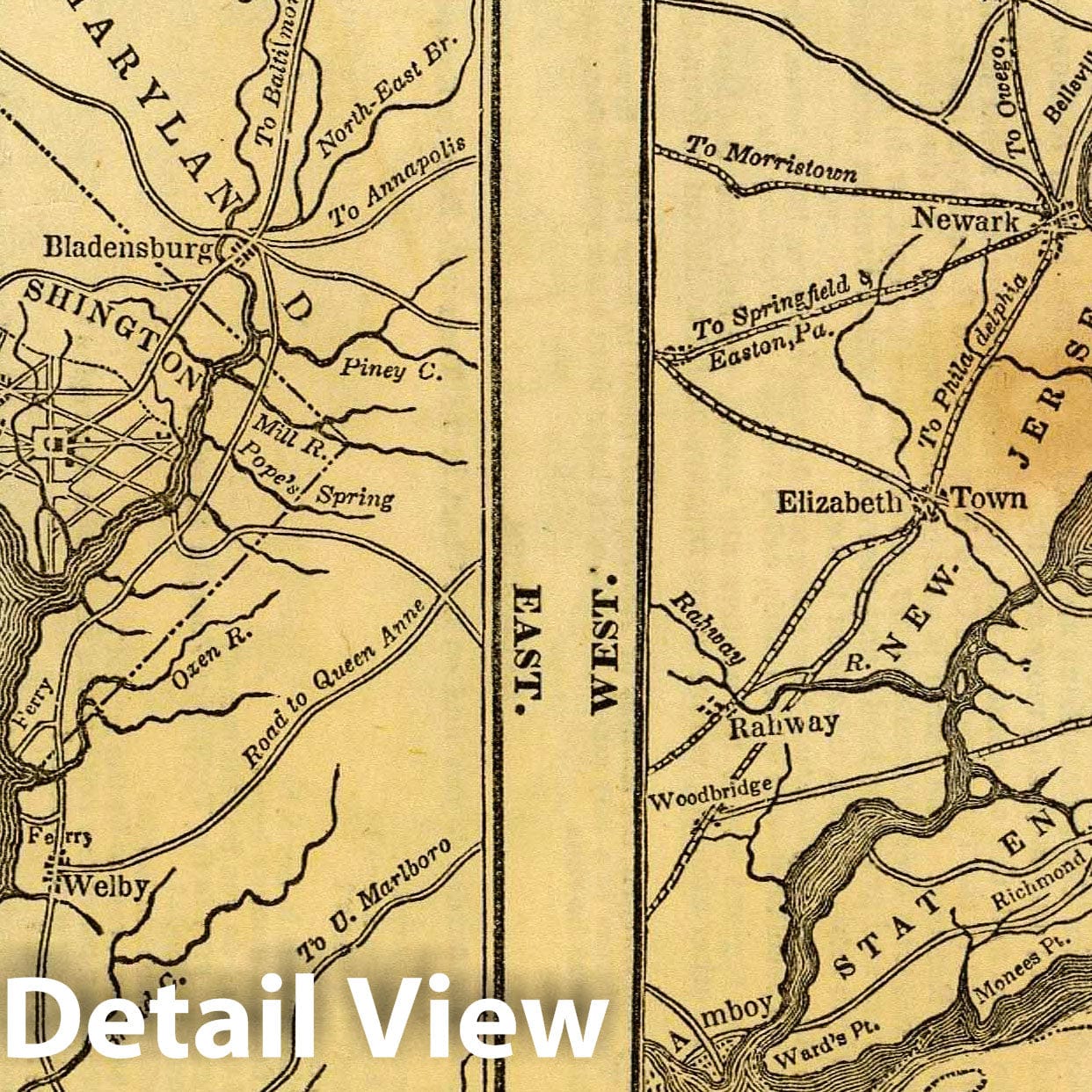 Philadelphia, Boston, Washington, New York, Charleston, and Baltimore, 1837 - Historical Map Print