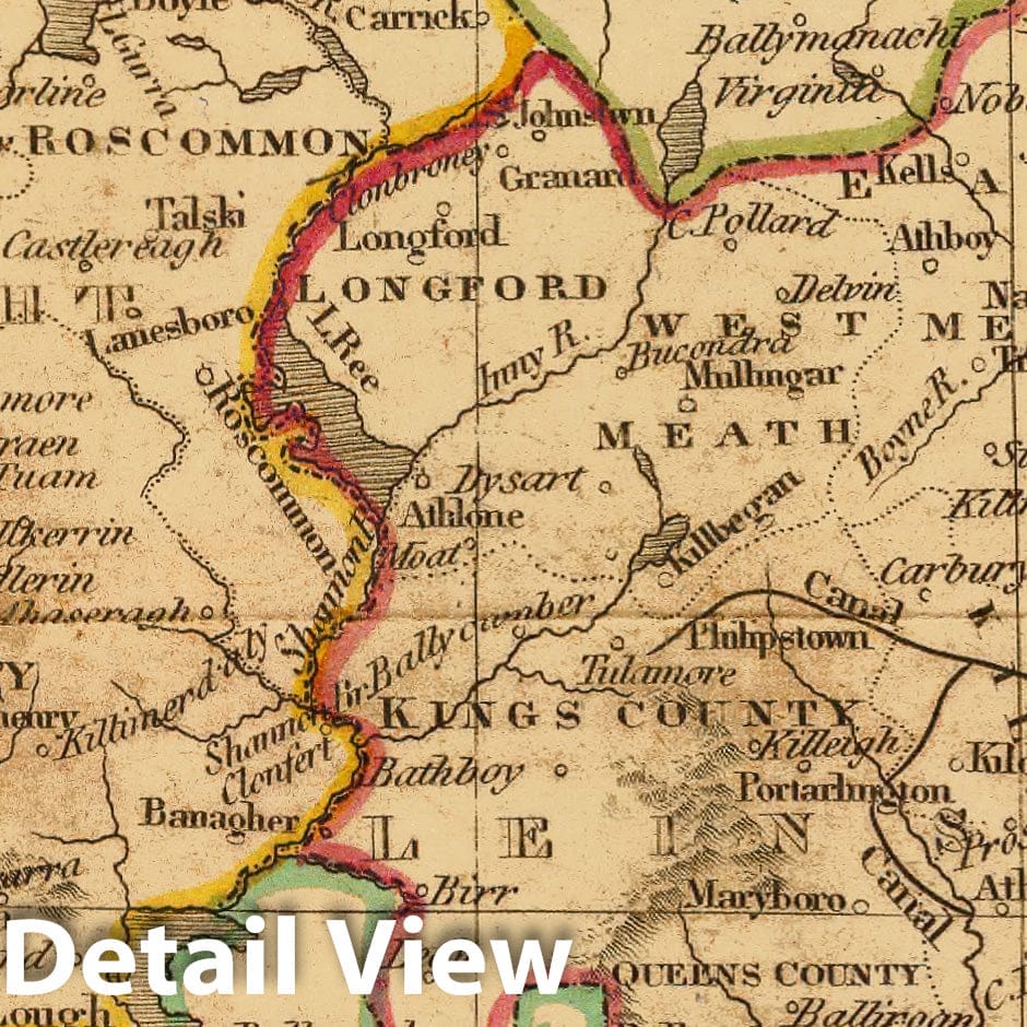 Ireland, 1820 - Historical Map Print from Carey's School Atlas
