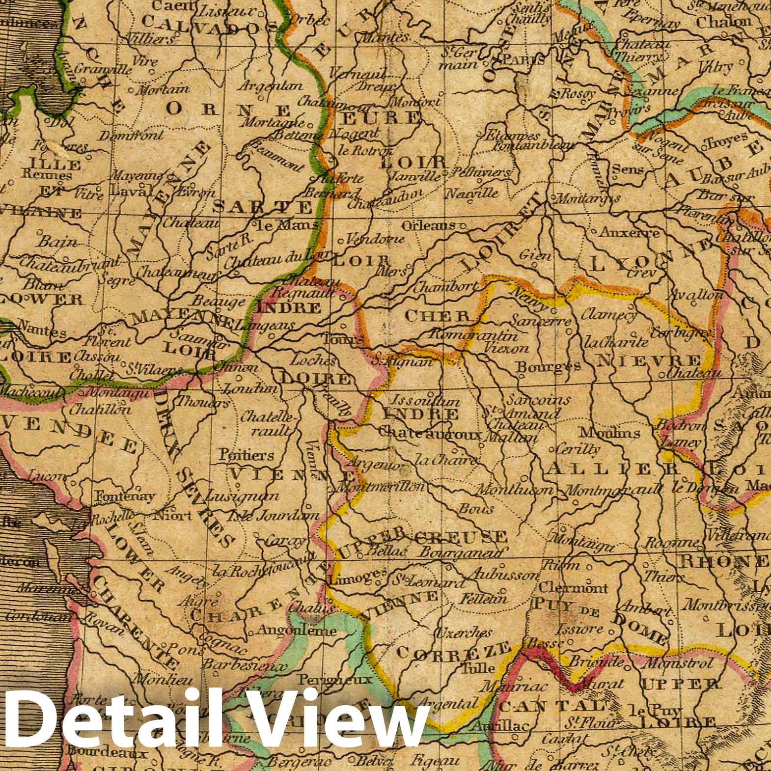 France, 1820 - Historical Map Print from Carey's School Atlas