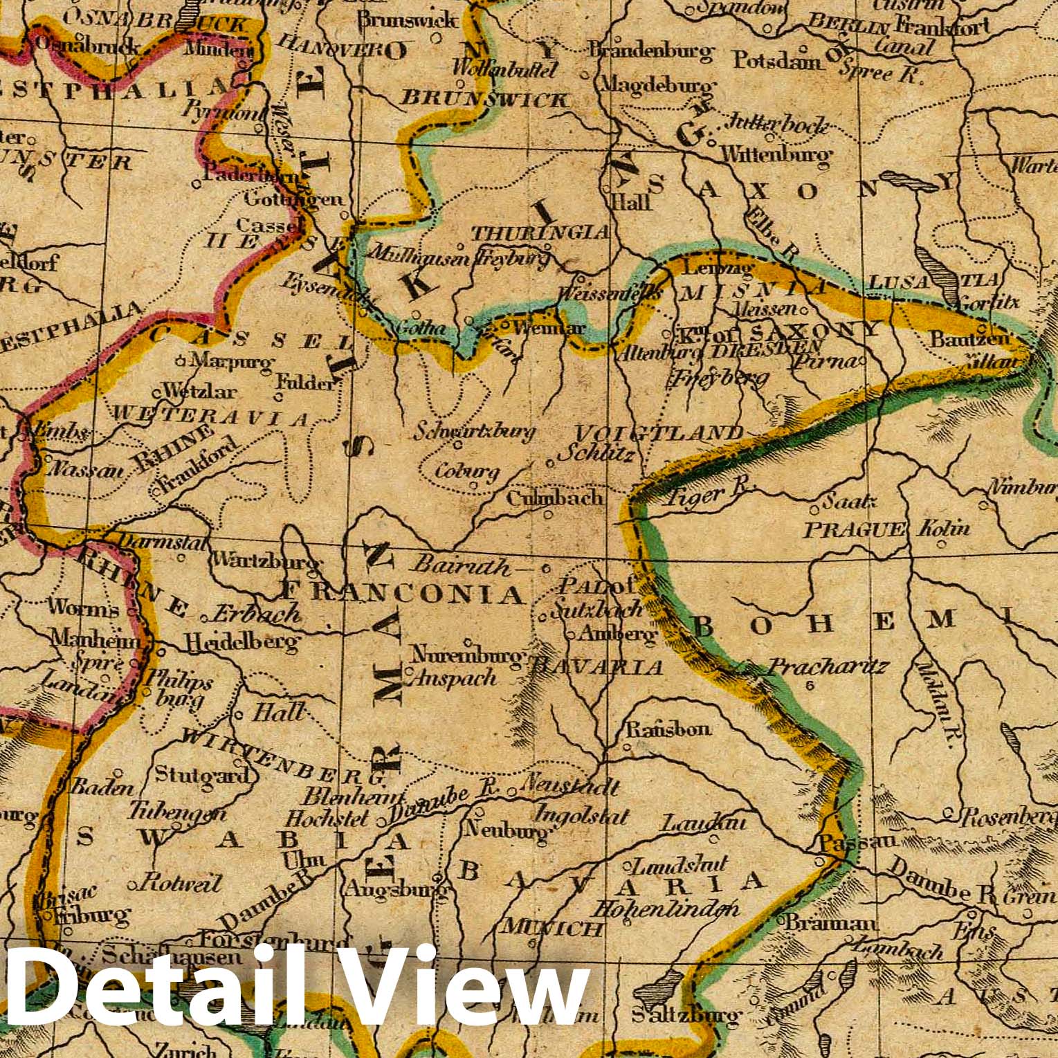 Germany, 1820 - Historical Map Print from Carey's School Atlas