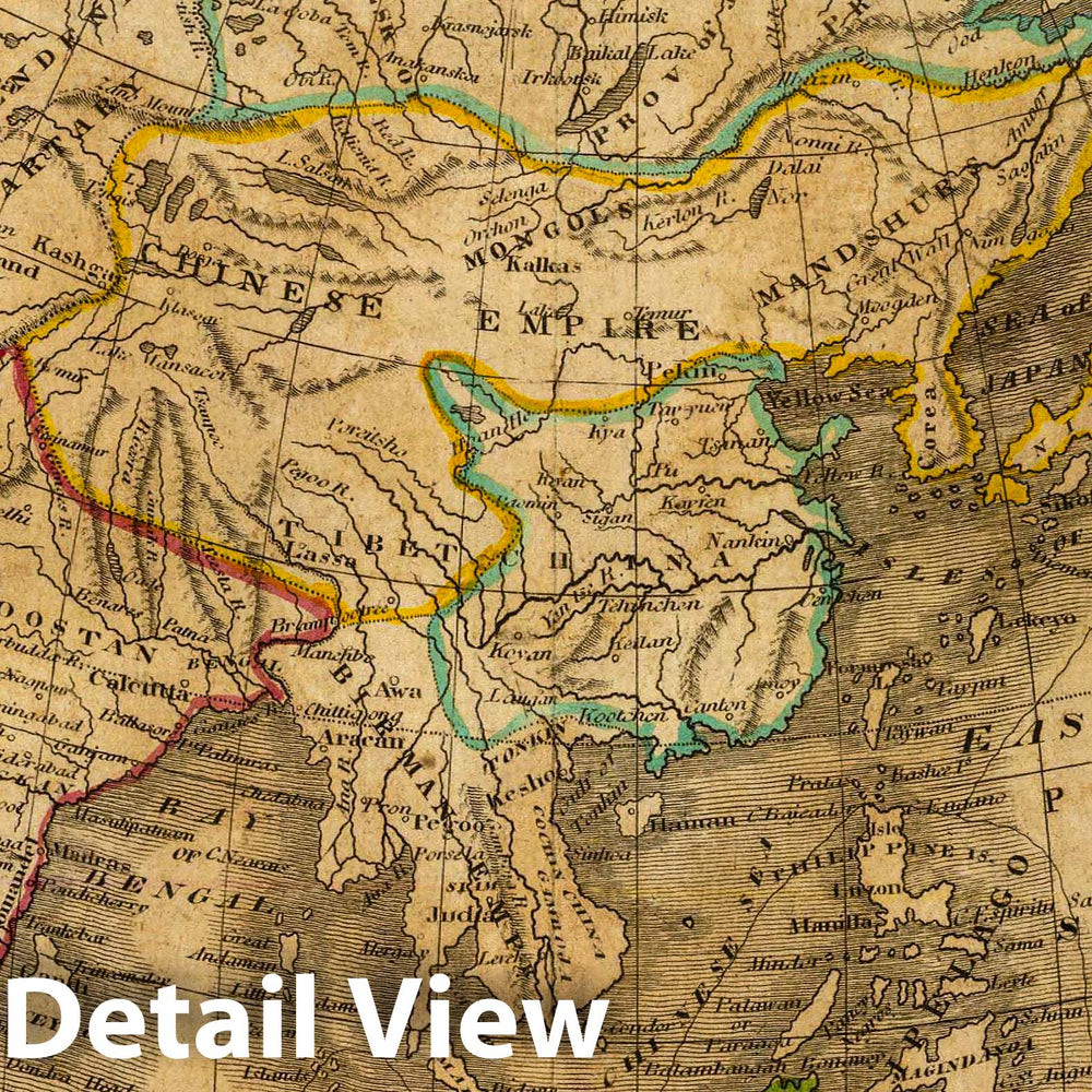 Historic Map : Asia. Philad. Published by M. Carey & Son, 1820, 1820 Atlas - Vintage Wall Art