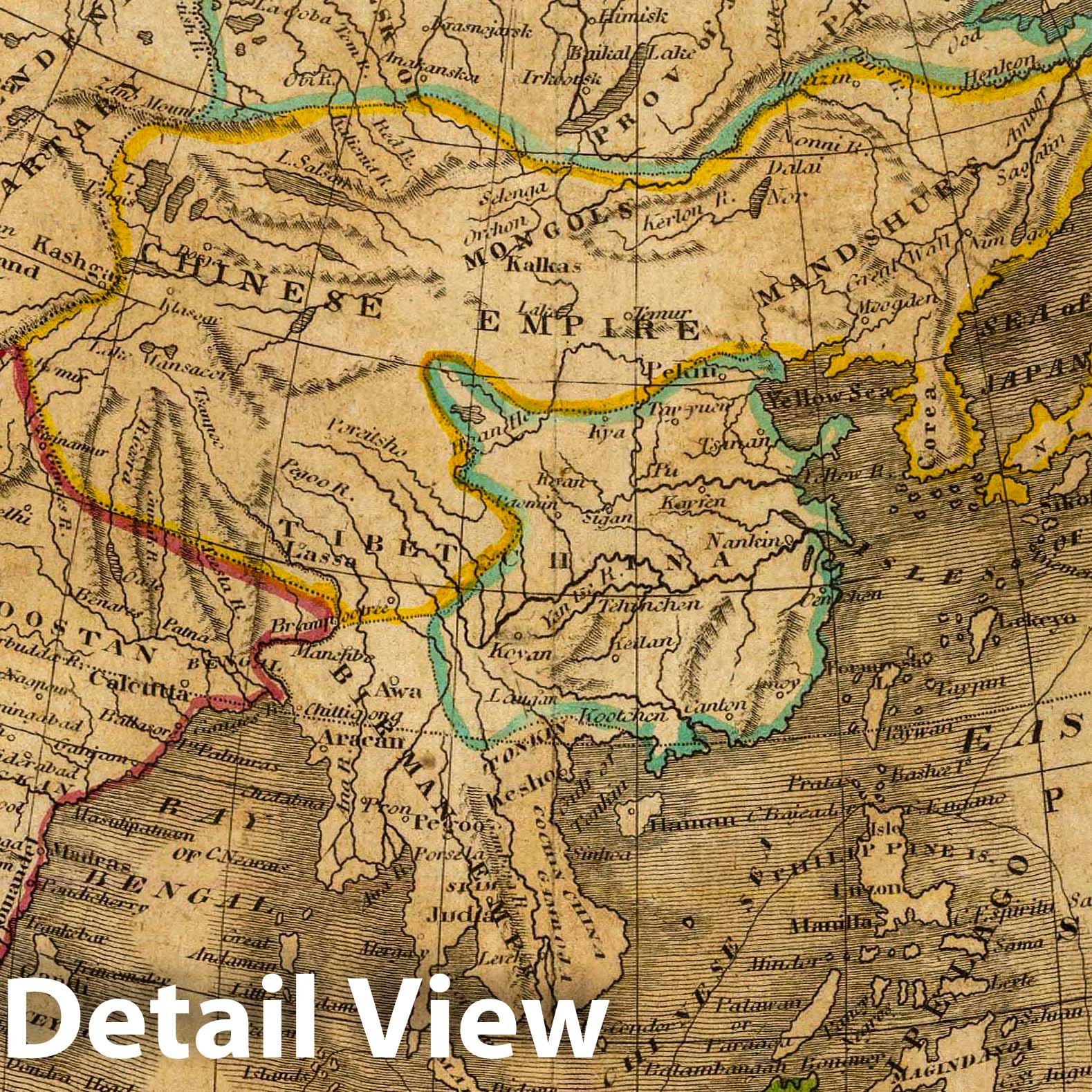 Asia - School Map, 1820 - Carey's School Atlas Historical Map Print