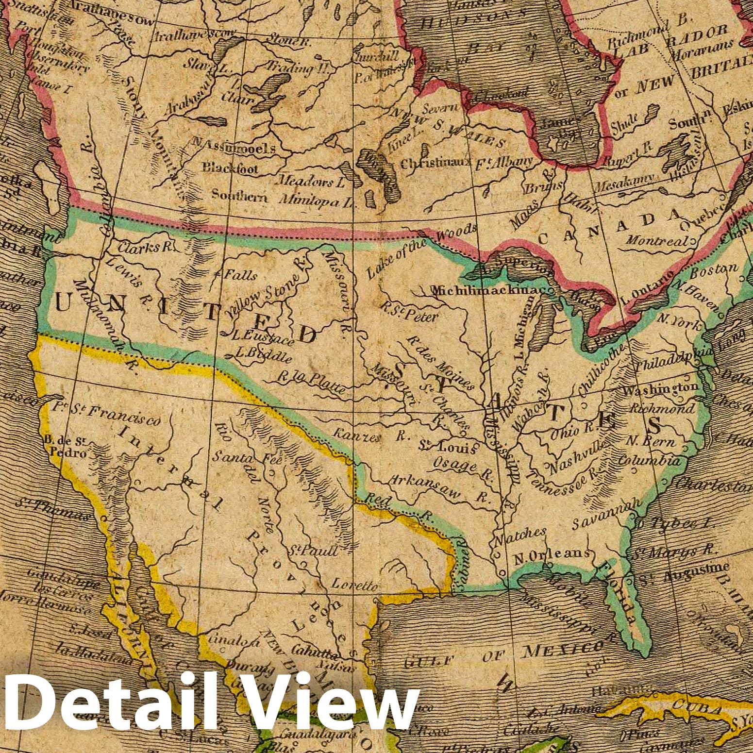 North America, 1820 - Historical Map Print from Carey's School Atlas