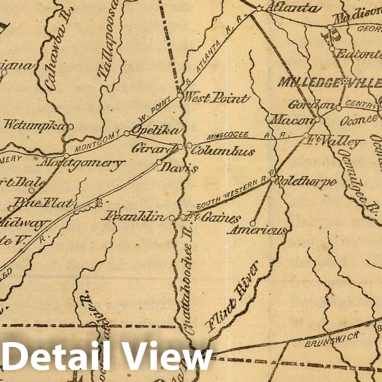 Alabama, Georgia, and Florida - Railroad Map, 1863