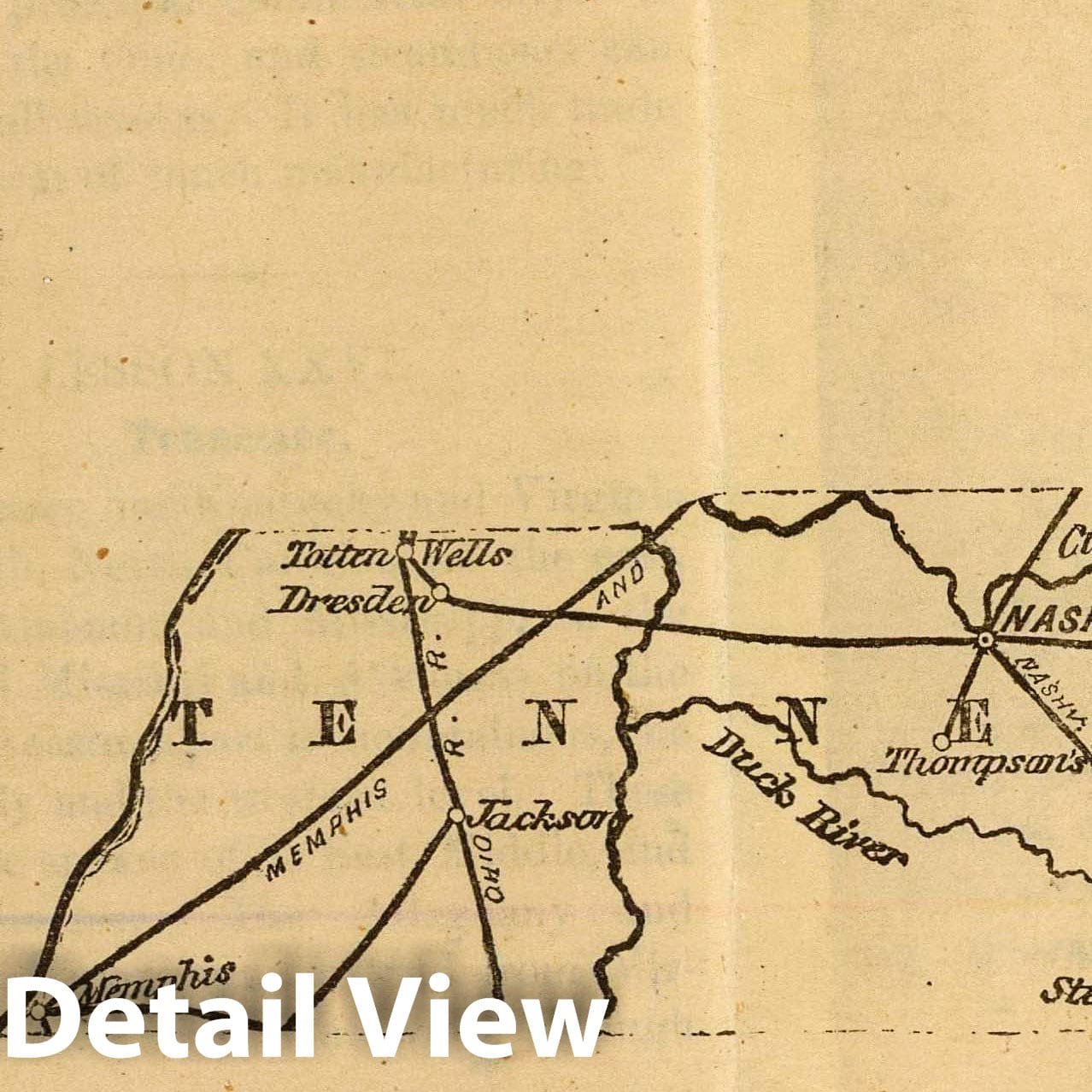 Missouri, Illinois, and Tennessee - Railroad Map, 1863 - Historical Map Print