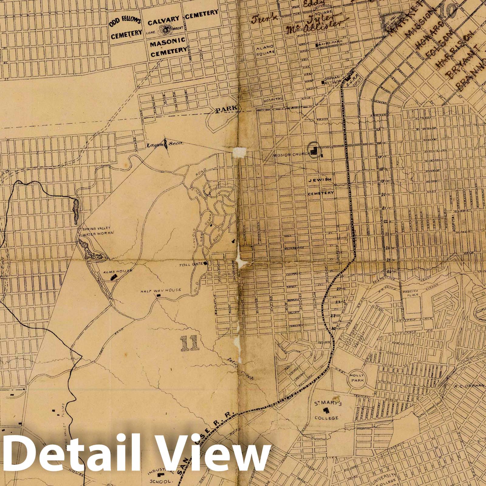 San Francisco - Railroad Map, 1873 - Historical Map Print