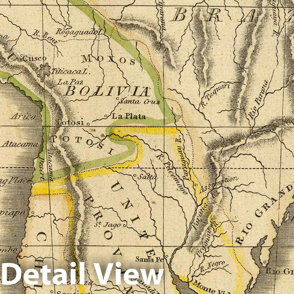 South America, 1829 - Historical Map Print from Cummings' School Atlas