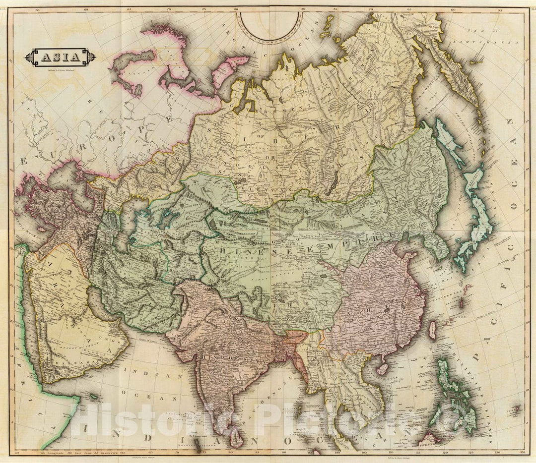 Historic Map : (Composite of) Asia. Published by D. Lizars, Edinburgh. (1831?), 1831 Atlas - Vintage Wall Art