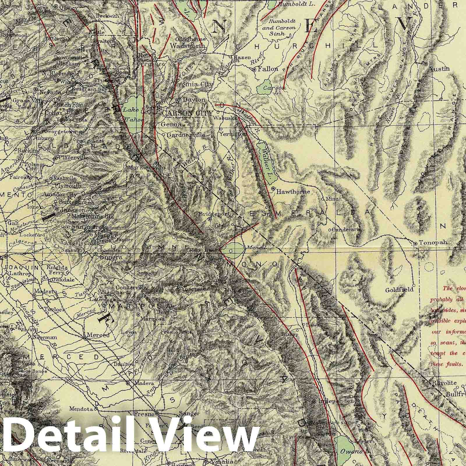 Historic Map : Geomorphic map, California, Nevada, portions of Oregon, Idaho, 1908 Atlas - Vintage Wall Art
