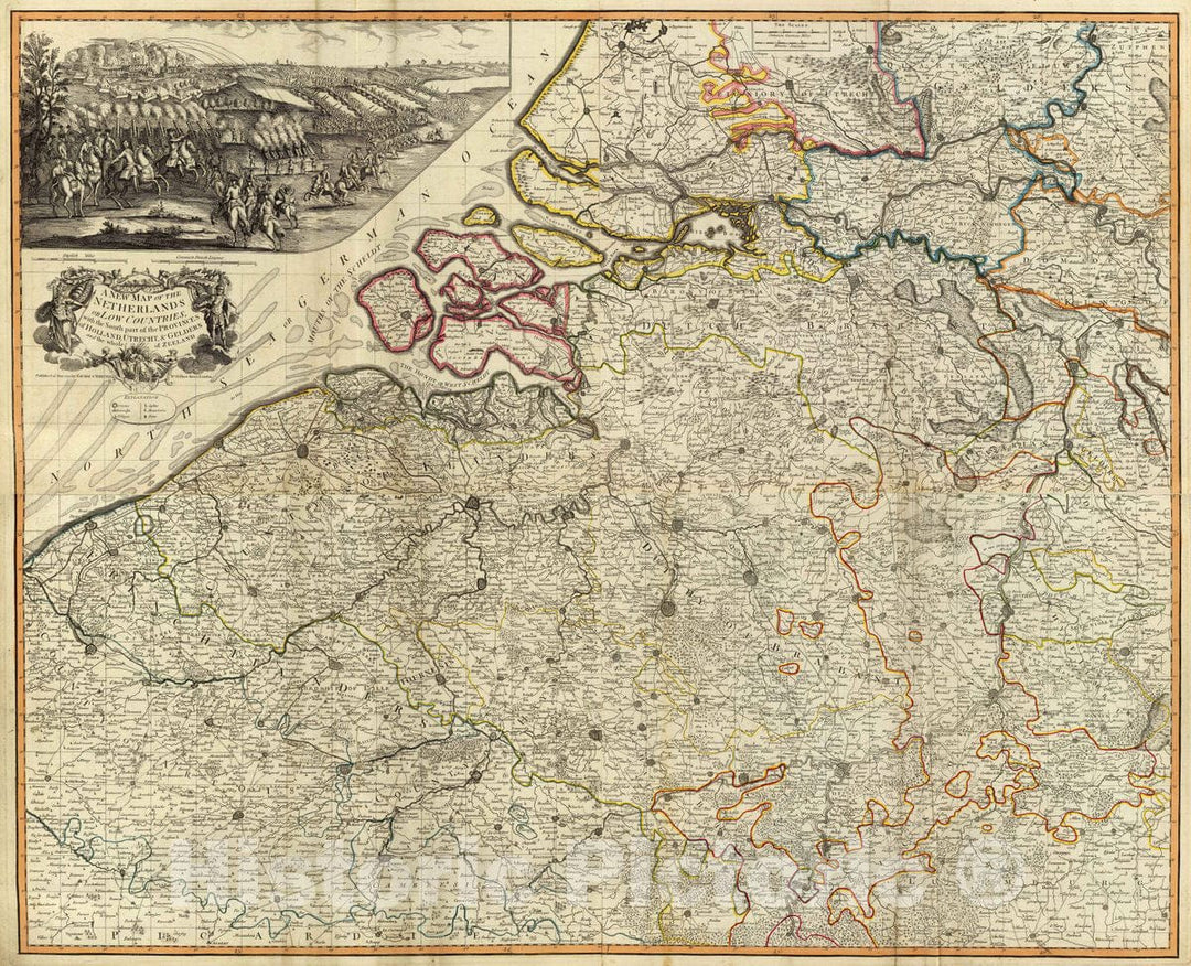 Historic Map : A new map of the Netherlands or Low Countries, with the south part of the provinces of Holland, Utrecht, Gelders and the whole of Zee, 1794 Atlas - Vintage Wall Art