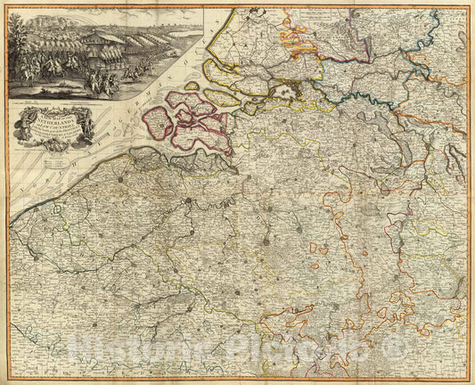 Historic Map : A new map of the Netherlands or Low Countries, with the south part of the provinces of Holland, Utrecht, Gelders and the whole of Zee, 1794 Atlas - Vintage Wall Art