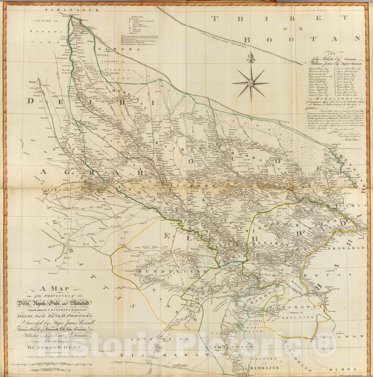 Historic Map : India, Composite: Delhi, Agrah, Oude, Ellahabad, 1794 Atlas , Vintage Wall Art