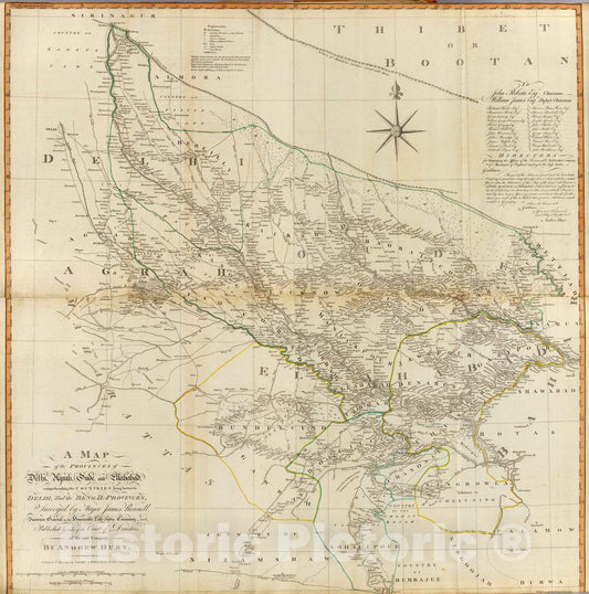 Historic Map : India, Composite: Delhi, Agrah, Oude, Ellahabad, 1794 Atlas , Vintage Wall Art