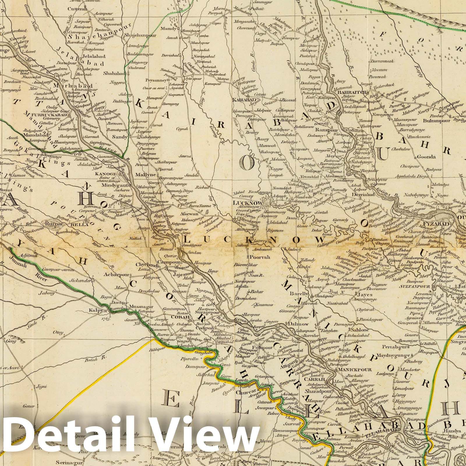 Delhi, Agra, Awadh, Allahabad, India 1794 Historical Map Print
