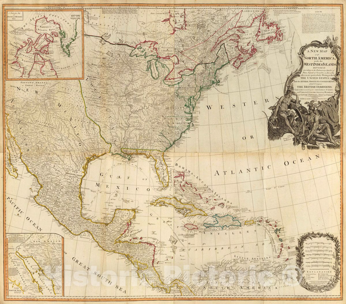 North America, Baffin Bay, Hudson's Bay, and California - Road Map, 1794