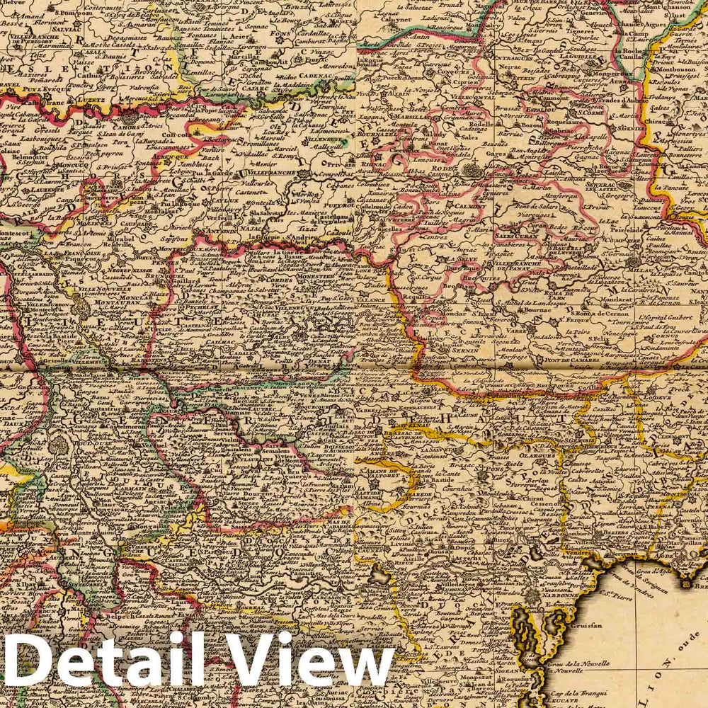 Historic Map : France, Le Gouvernement general de Languedoc divisee en trois Lieutenances Generales, 1742, Vintage Wall Art