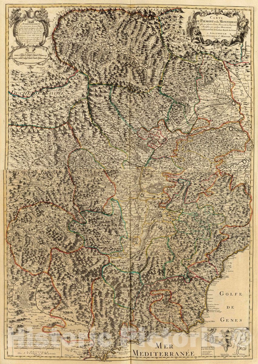 Historic Map : Composite: Piedmont, Monferrat, 1742 Atlas - Vintage Wall Art