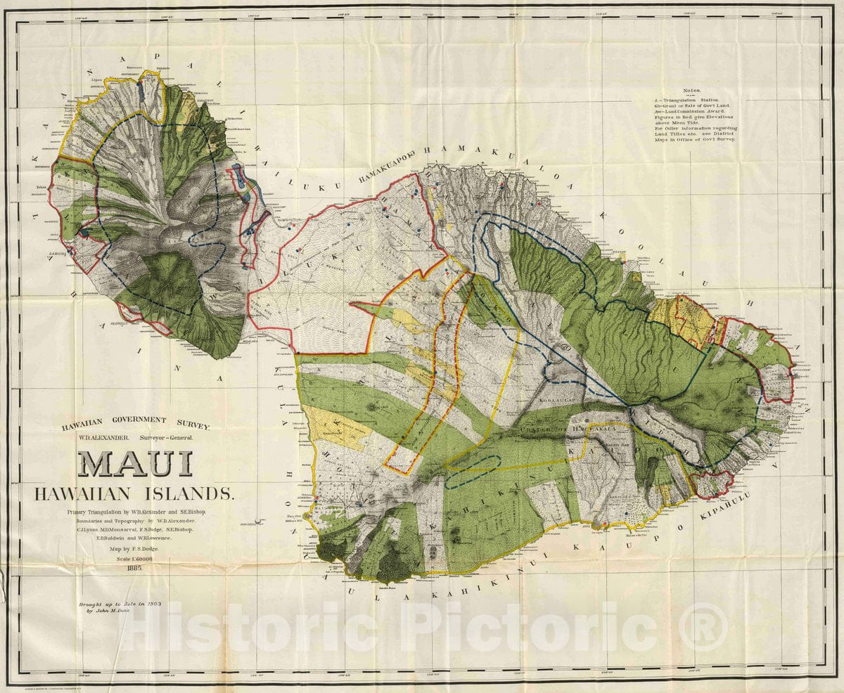Maui, Hawaiian Islands - Road Map, 1906 - Historical Map Print