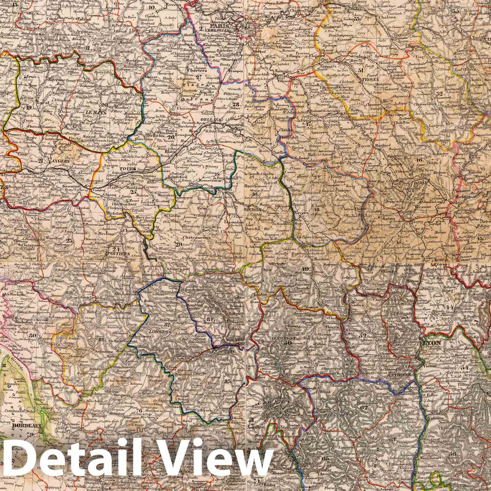 Historic Map : France, (Composite of) General-Karte von Frankreich nach den neuesten u. besten Quellen bearbeitet von F. Handtke, 1855 Atlas , Vintage Wall Art