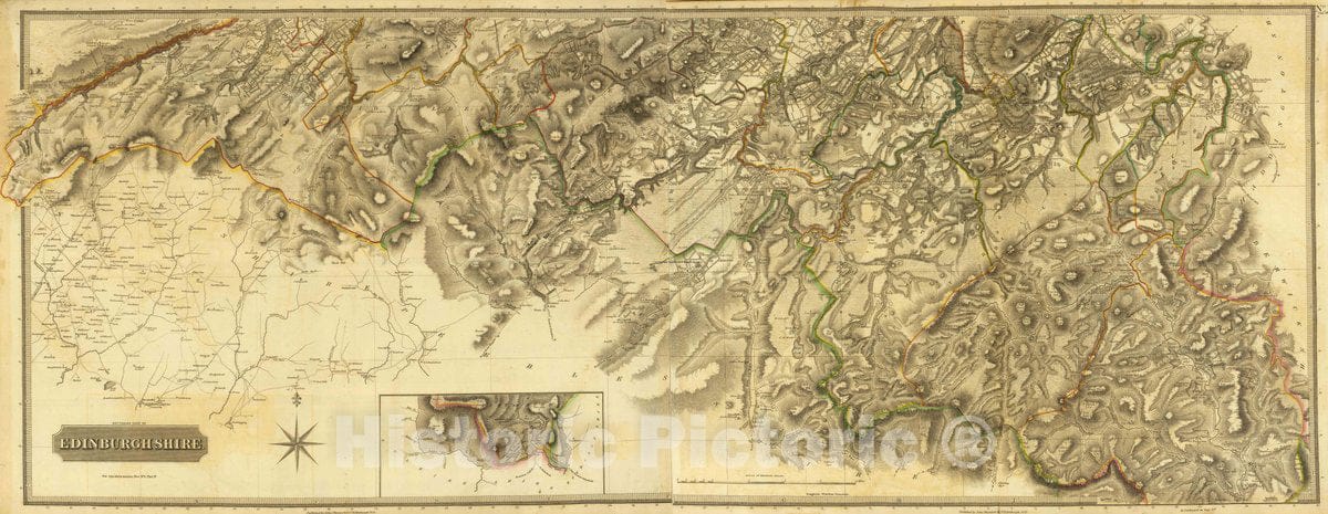 Historic Map : Composite: Edinburgh Shire S, 1832 Atlas - Vintage Wall Art