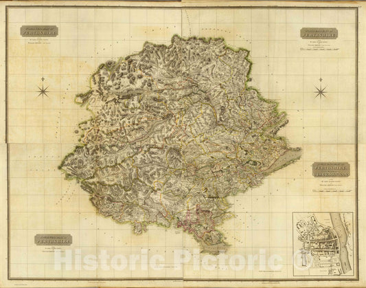 Historic Map : Part of Perthshire with Clackmannan. (with Perth), 1832 Atlas - Vintage Wall Art