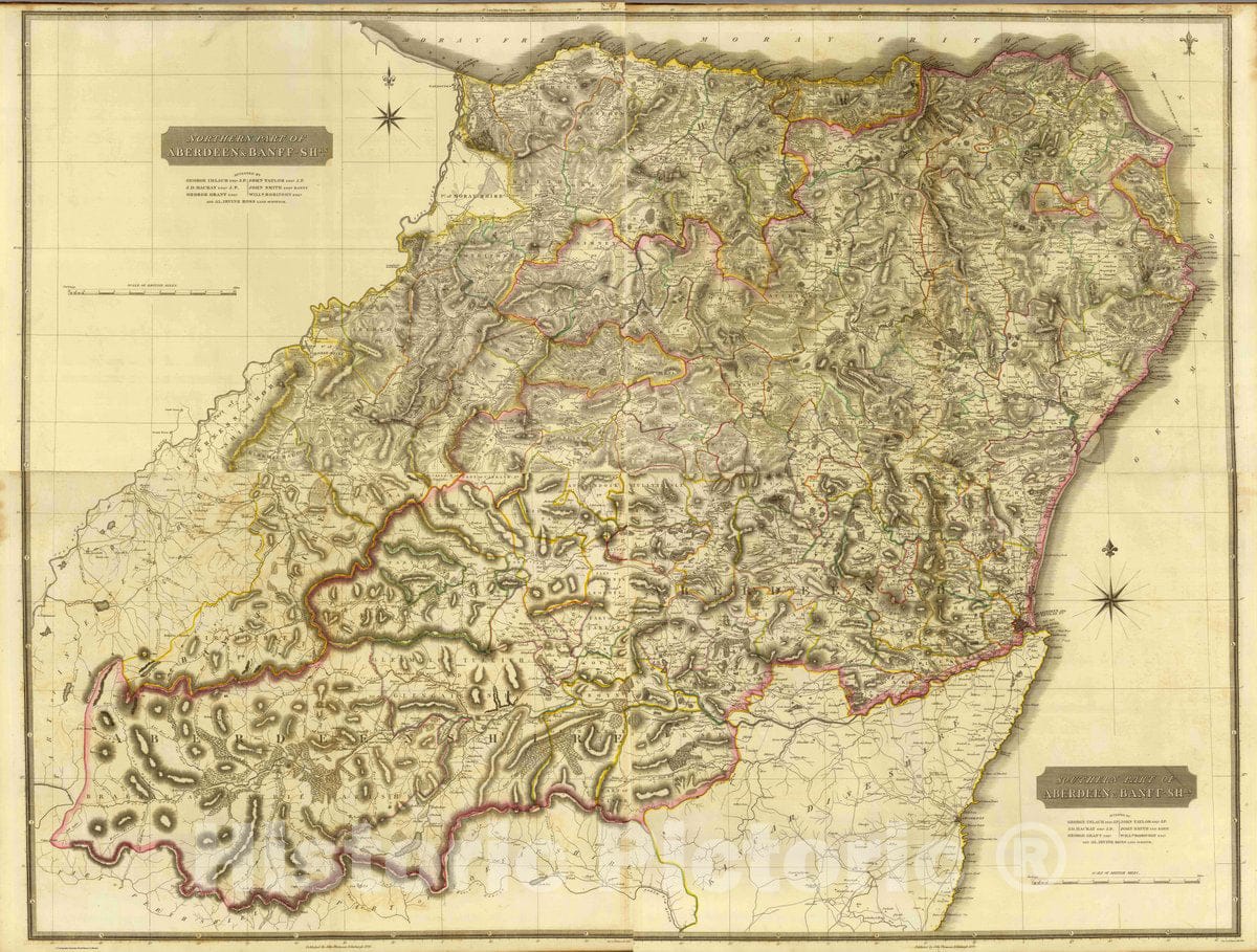 Historic Map : Composite: Aberdeen, Banff S, 1832 Atlas - Vintage Wall Art