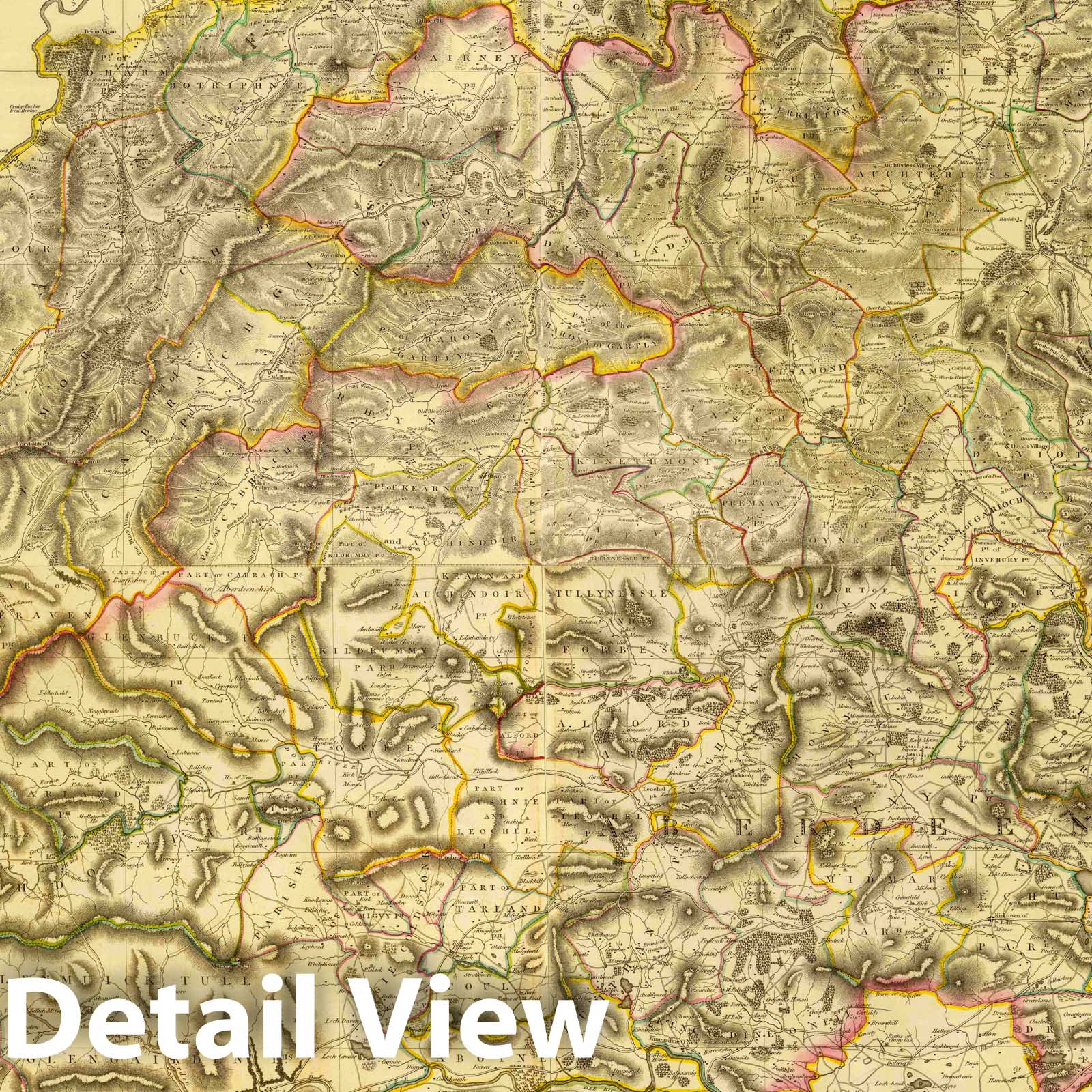 Aberdeen and Banff, Scotland - Road Map, 1832 - Historical Map Print