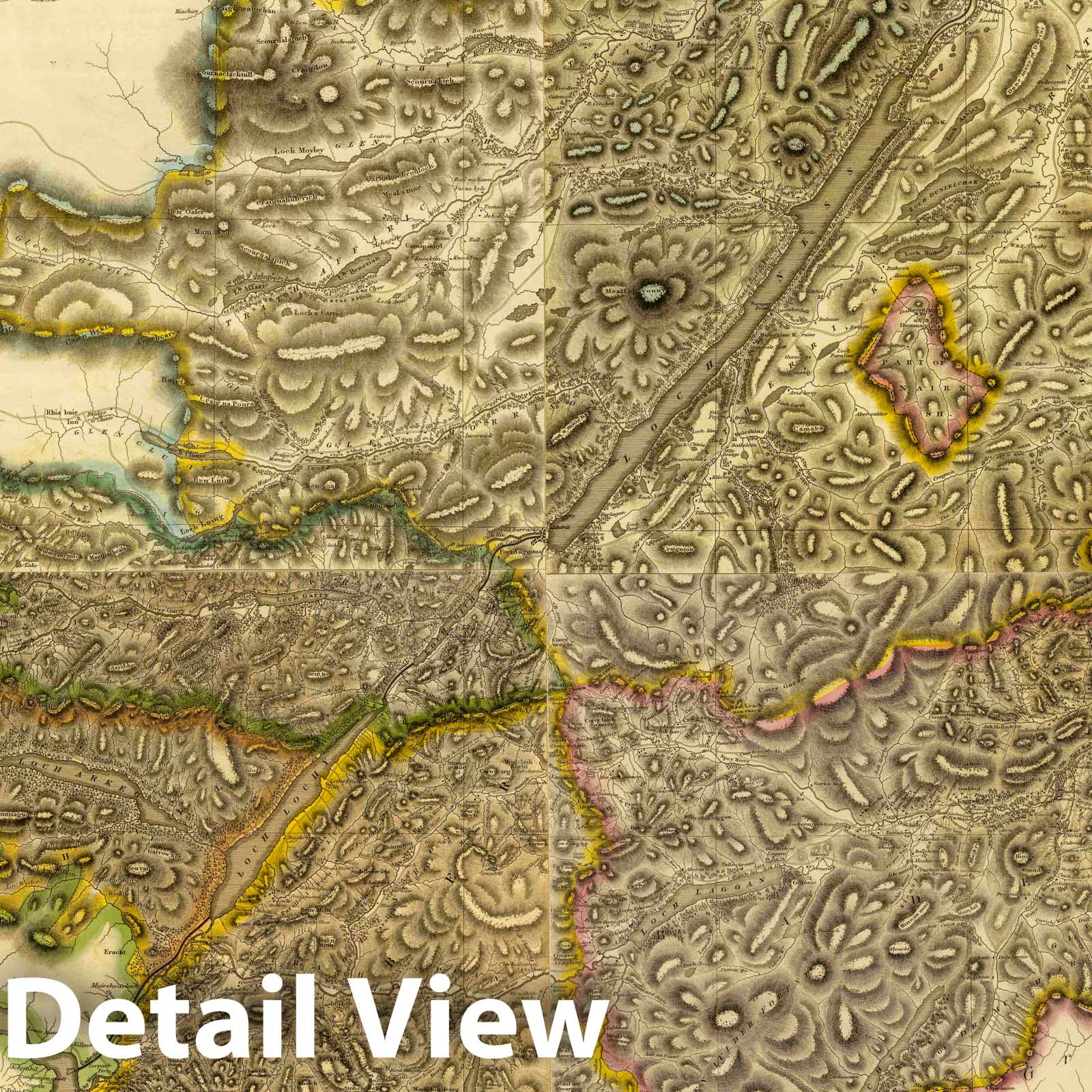 Inverness Shire, Scotland - Road Map, 1832 - Historical Map Print
