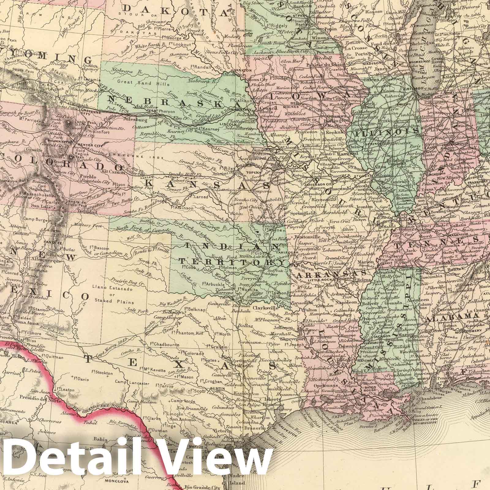 United States - Railroad Map, 1874 - Historical Map Print