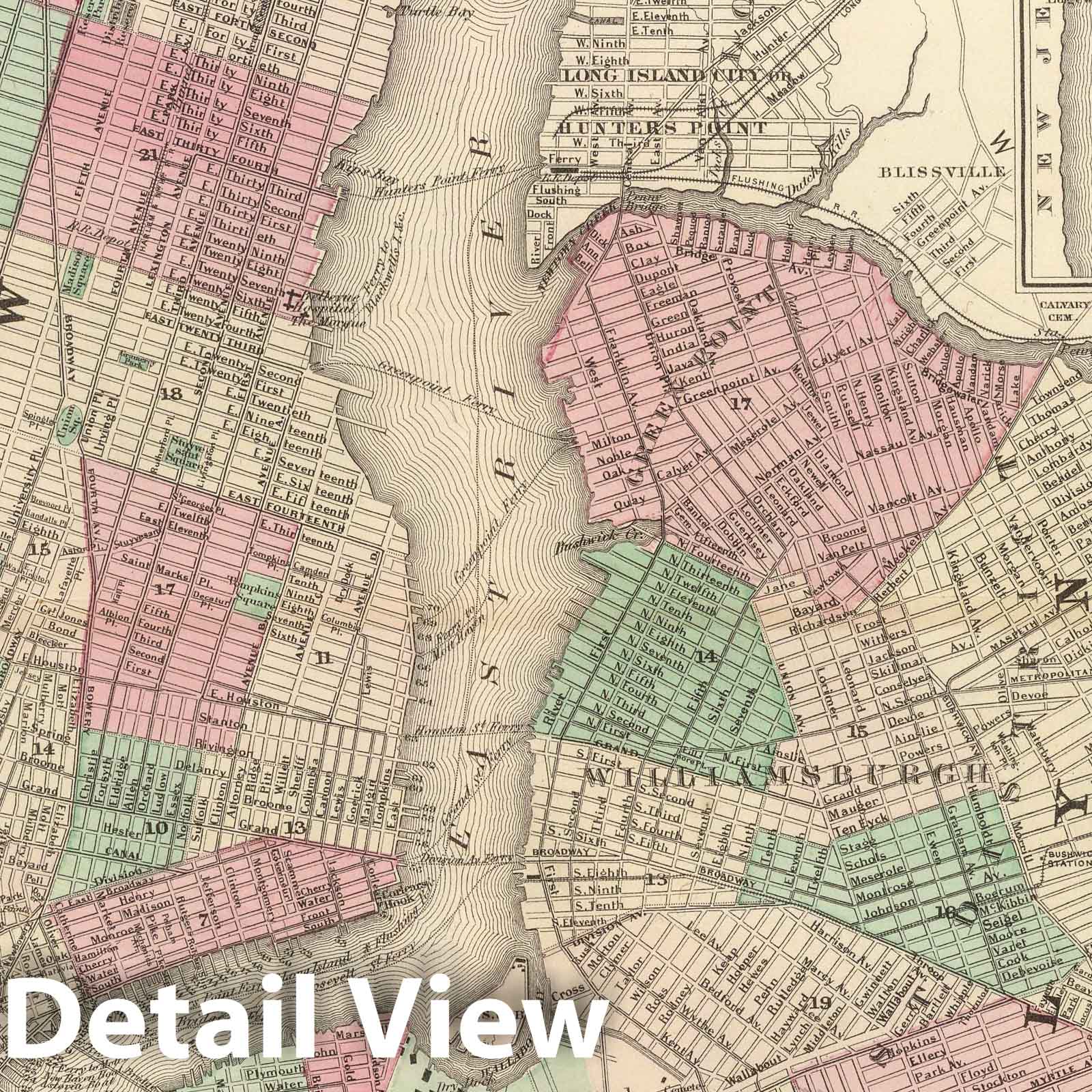 New York City and Brooklyn - Railroad Map, 1874