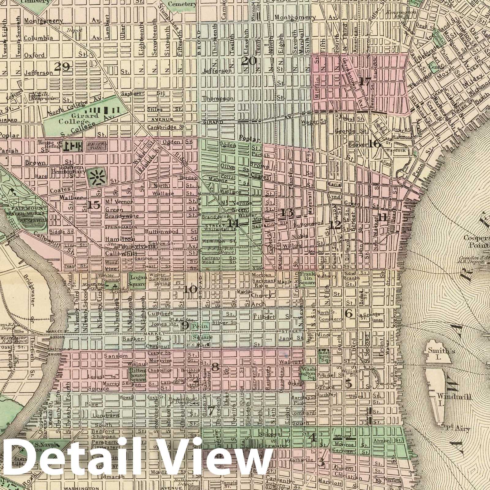 Philadelphia, Pennsylvania - Railroad Map, 1874 - Historical Map Print
