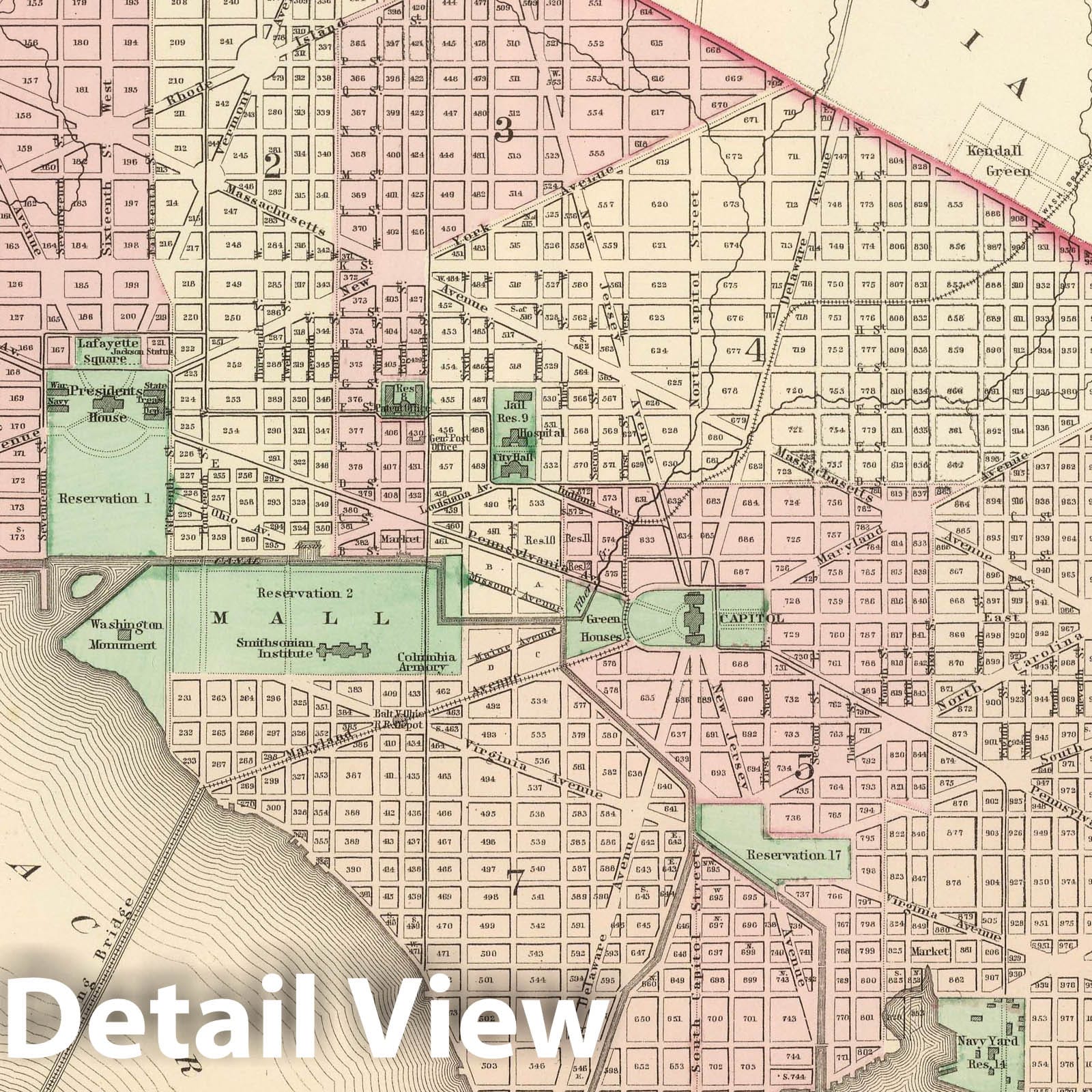 Washington, D.C. and Georgetown - Railroad Map, 1874 - Historical Map Print