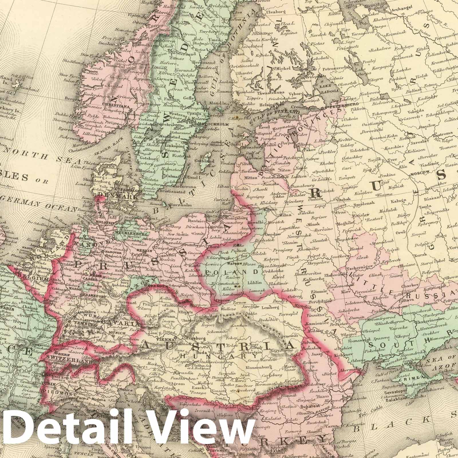 Europe - Railroad Map, 1874 - Historical Map Print