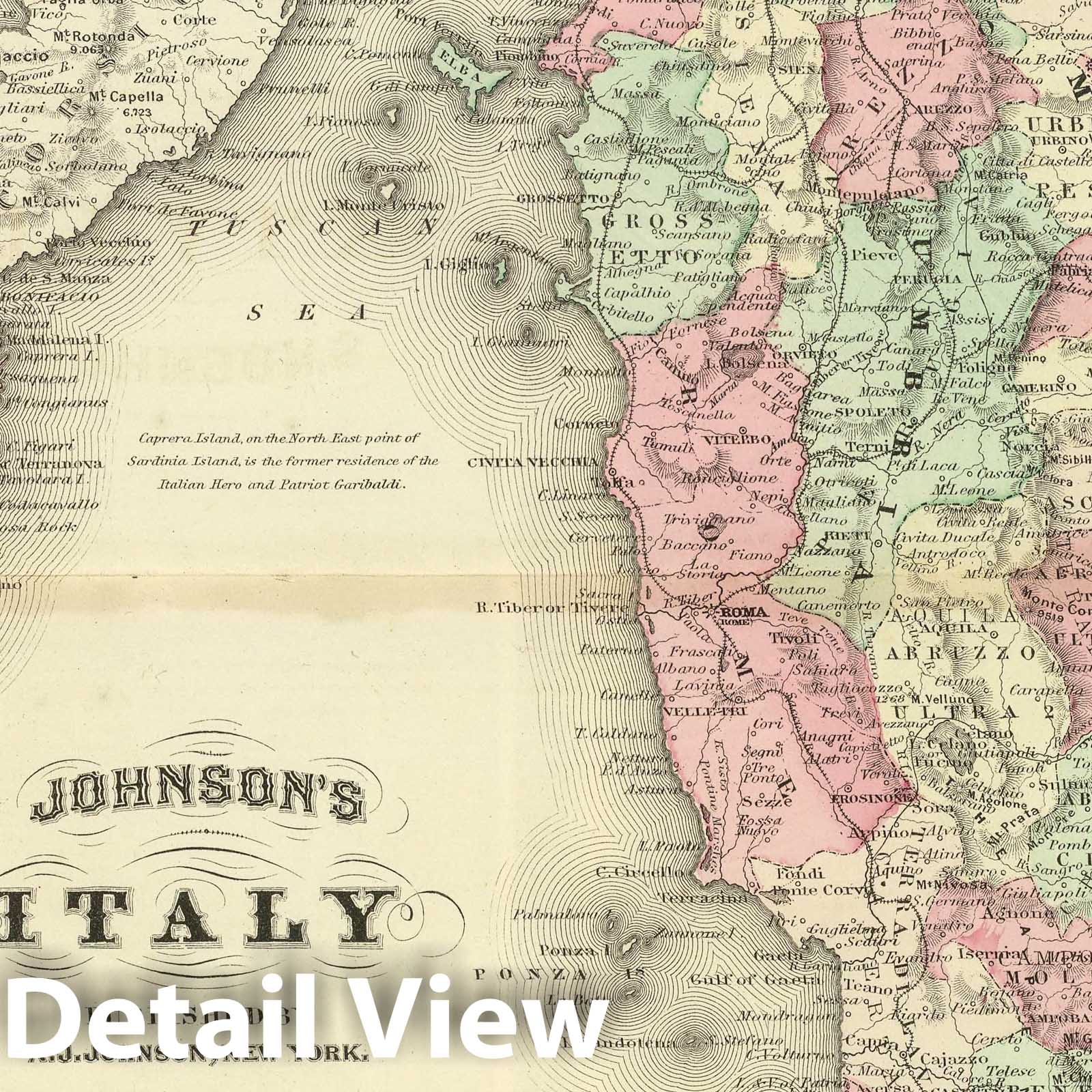 Italy - Railroad Map, 1874 - Johnson's New Illustrated Family Atlas