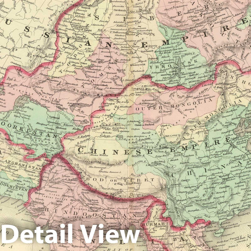 Historic Map : Johnson's Asia. Published by A. J. Johnson, New York. 107. 108, 1874 Atlas - Vintage Wall Art