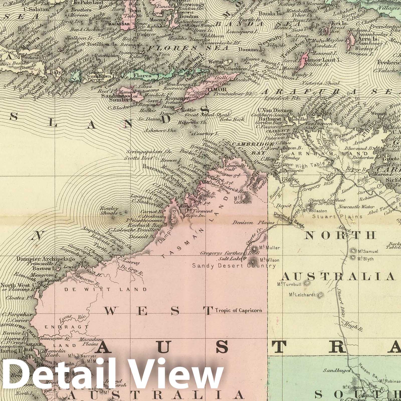 Australia and Indonesia - Railroad Map, 1874 - Historical Map Print
