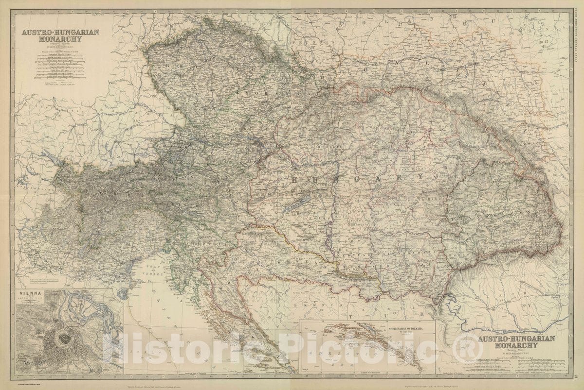 Historic Map : Composite: Austro-Hungarian Monarchy, 1879 Atlas - Vintage Wall Art