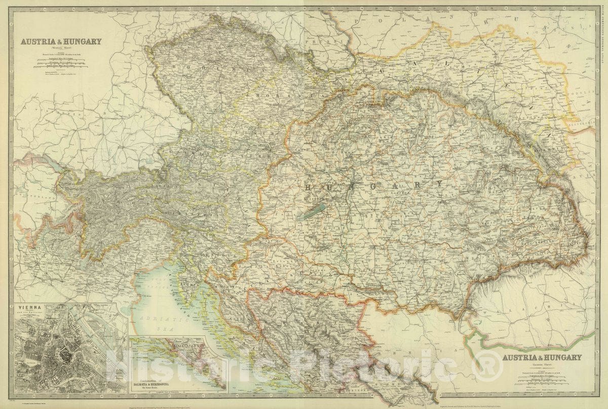 Historic Map : Composite: Austro-Hungarian Monarchy, 1912 Atlas - Vintage Wall Art