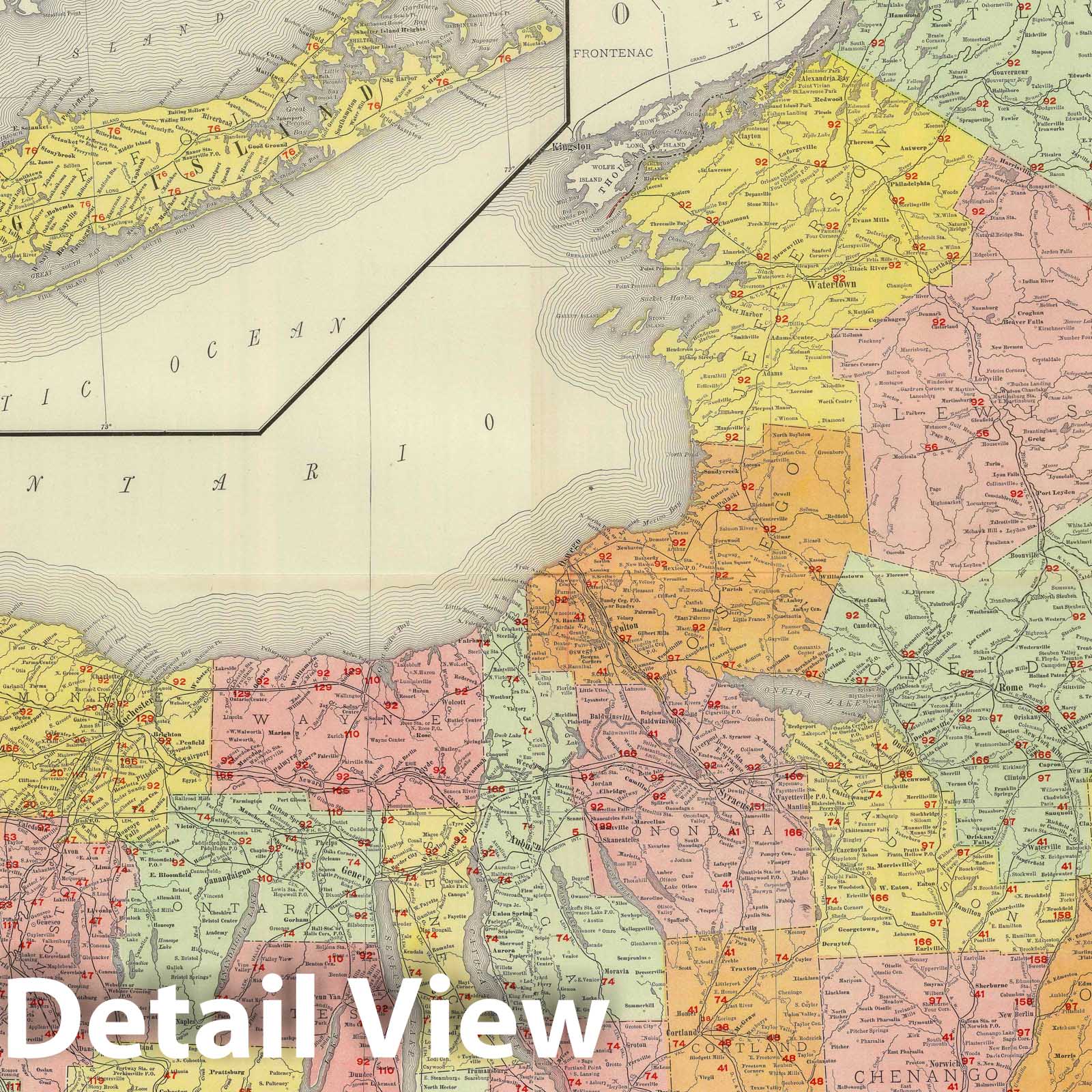New York - Railroad Map, 1903 - Historical Map Print