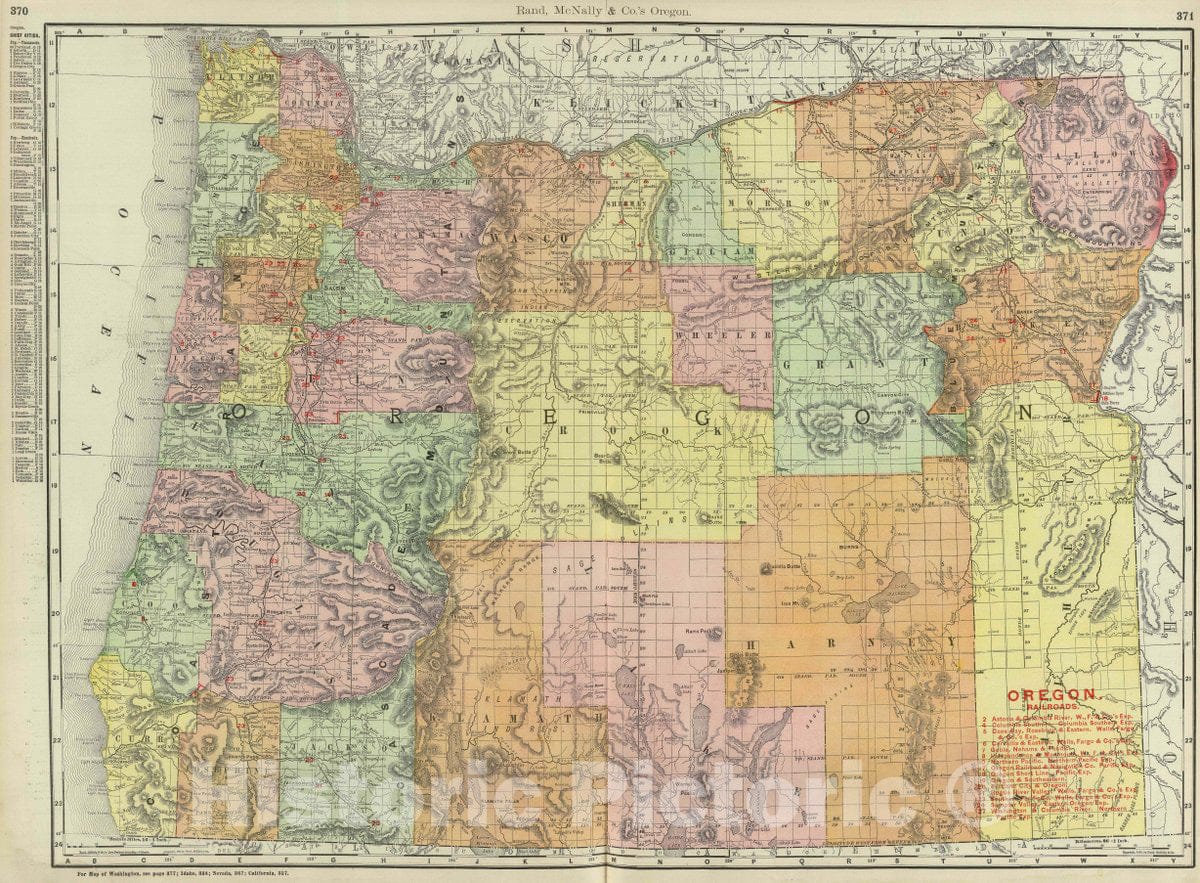 Historic Map : Rand, McNally & Co.'s Oregon, 1903 Atlas - Vintage Wall Art