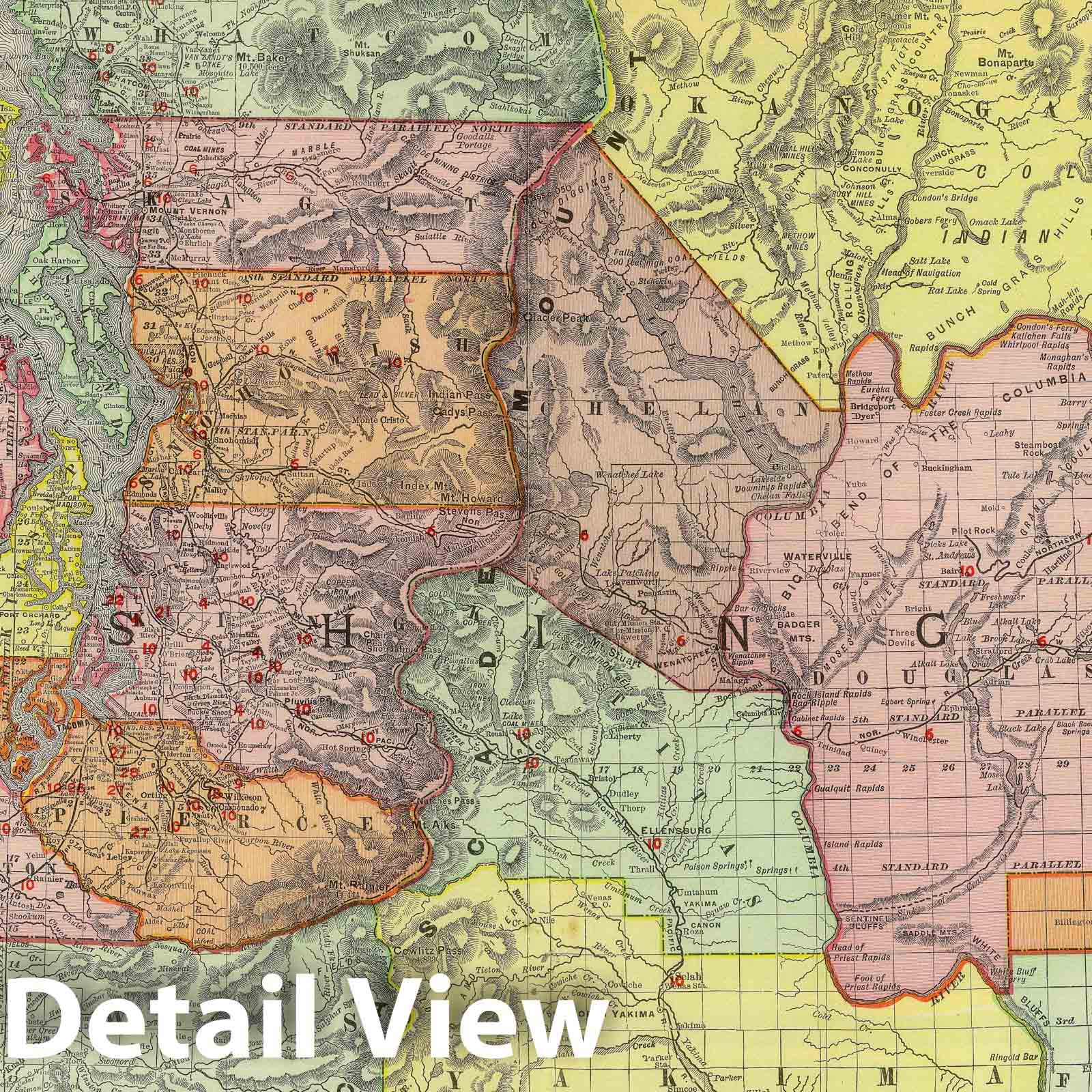 Washington - Railroad Map, 1903 - Historical Map Print