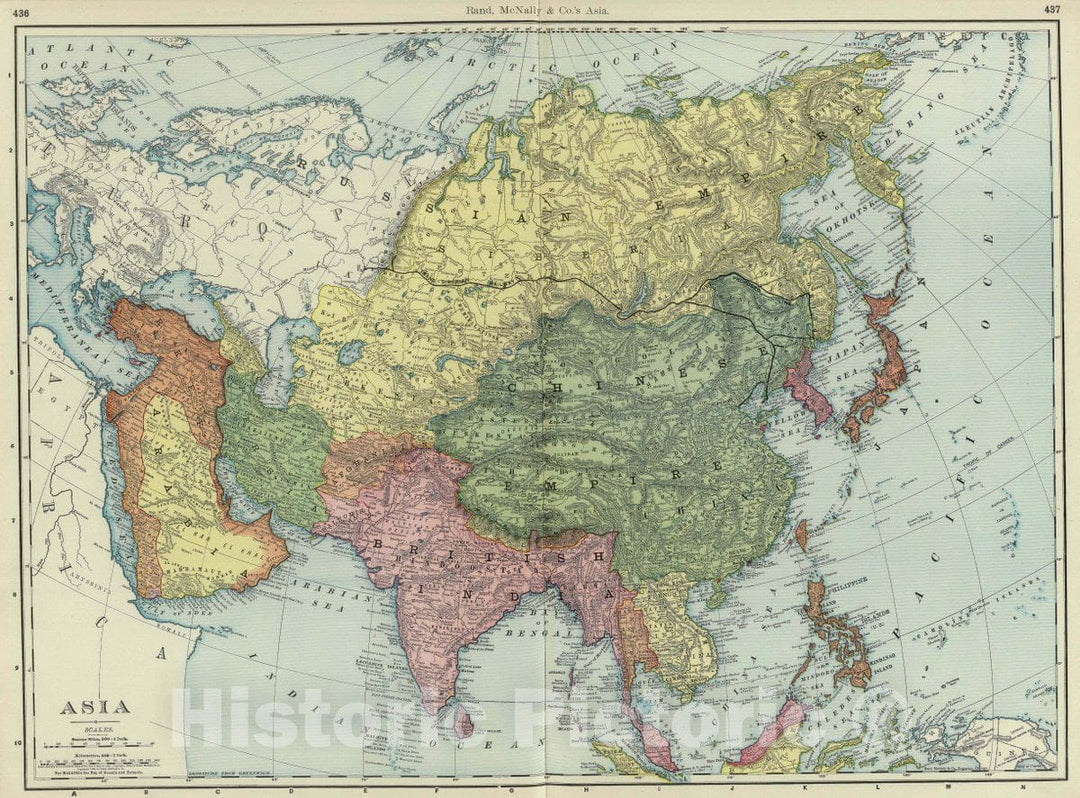 Historic Map : Rand, McNally & Co.'s Asia, 1903 Atlas - Vintage Wall Art