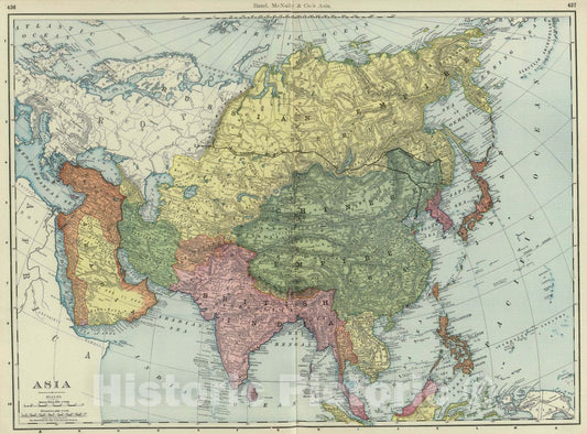 Historic Map : Rand, McNally & Co.'s Asia, 1903 Atlas - Vintage Wall Art