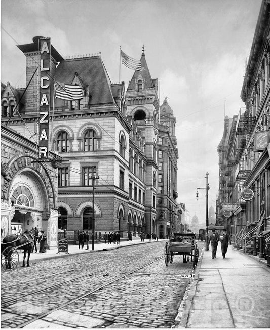 Brooklyn Historic Black & White Photo, The Post Office on Washington Street, c1906 -