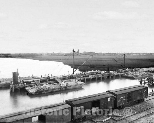 Historic Black & White Photo - Charleston, South Carolina - Boxcars at the Shipyard, c1890 -