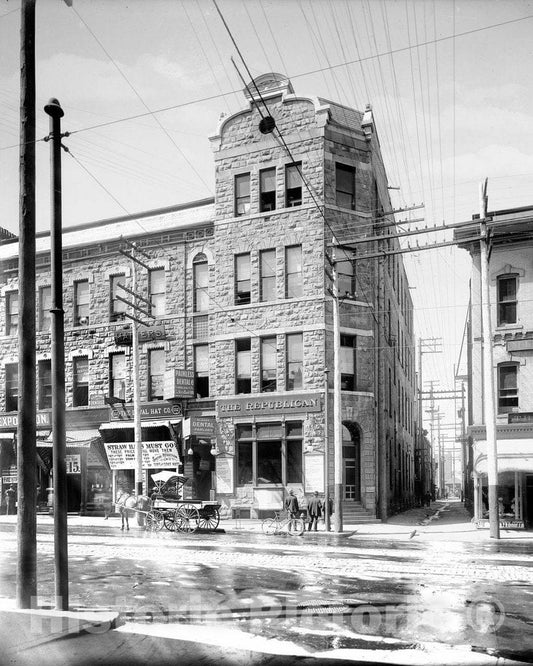Historic Black & White Photo - Denver, Colorado - The Denver Republican Building, c1915 -