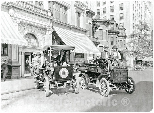 Historic Black & White Photo - Denver, Colorado - Mountain States Telephone Trucks, c1915 -