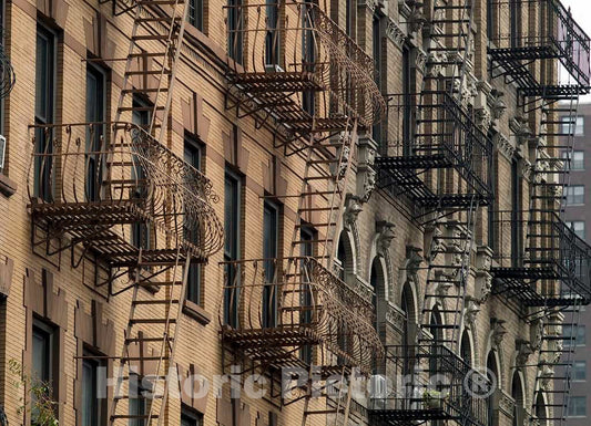 Photo - Fire Escapes on Brownstone, New York, New York- Fine Art Photo Reporduction
